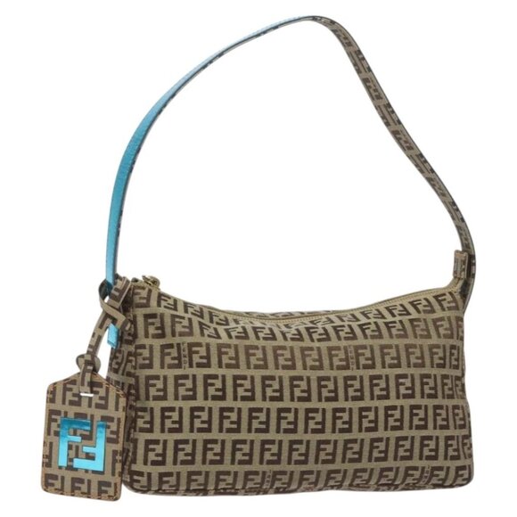 FENDI Zucchino Canvas Hand Bag Black Brown 8BR573 Auth mr1354 - Picture 1 of 14